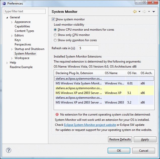 CPU Monitor Preferences missing Plug-In